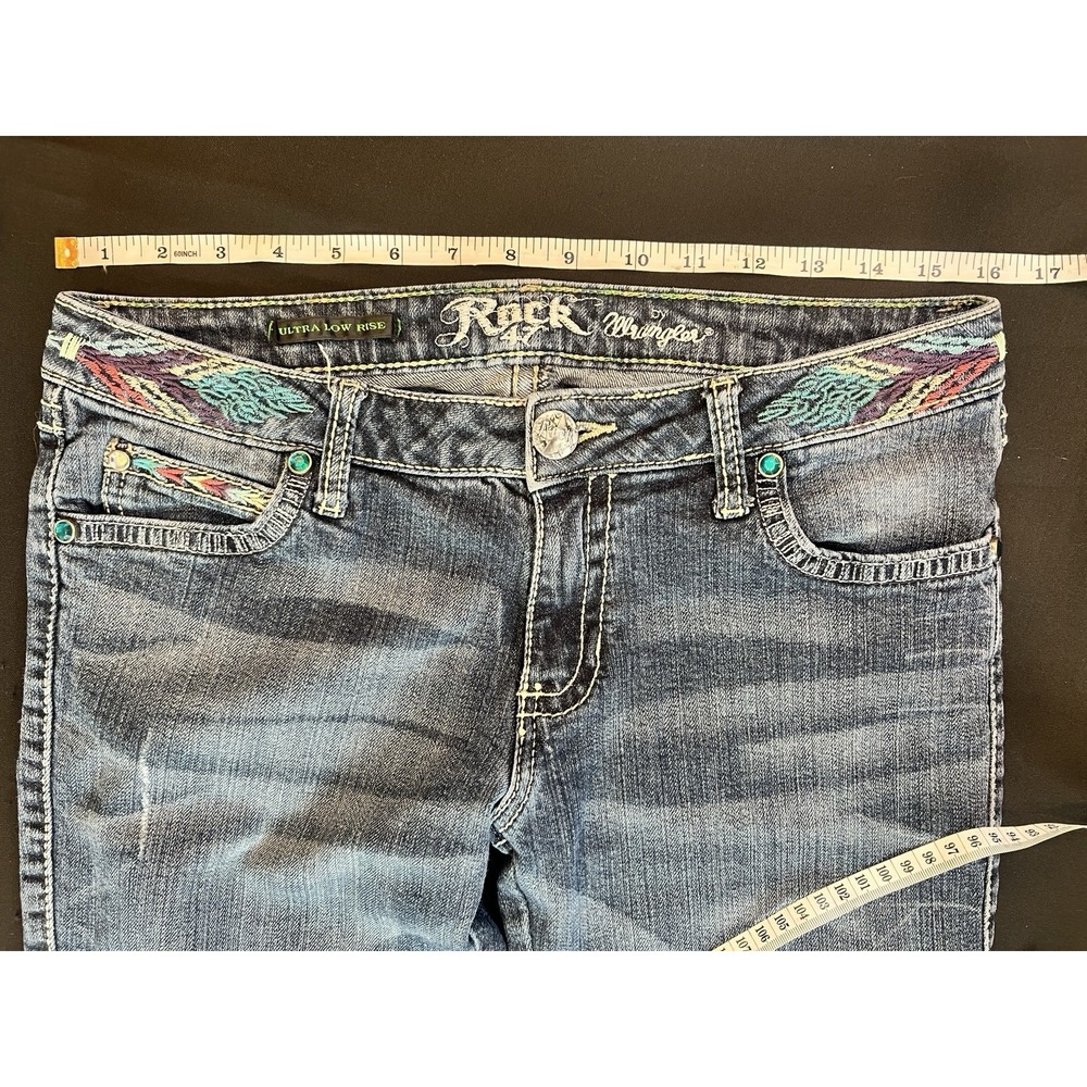 Rock 47 By Wrangler 5 X 34" Jeans Denim Low Rise Bootcut Western Cowgirl Y2K Vtg - Picture 3 of 7